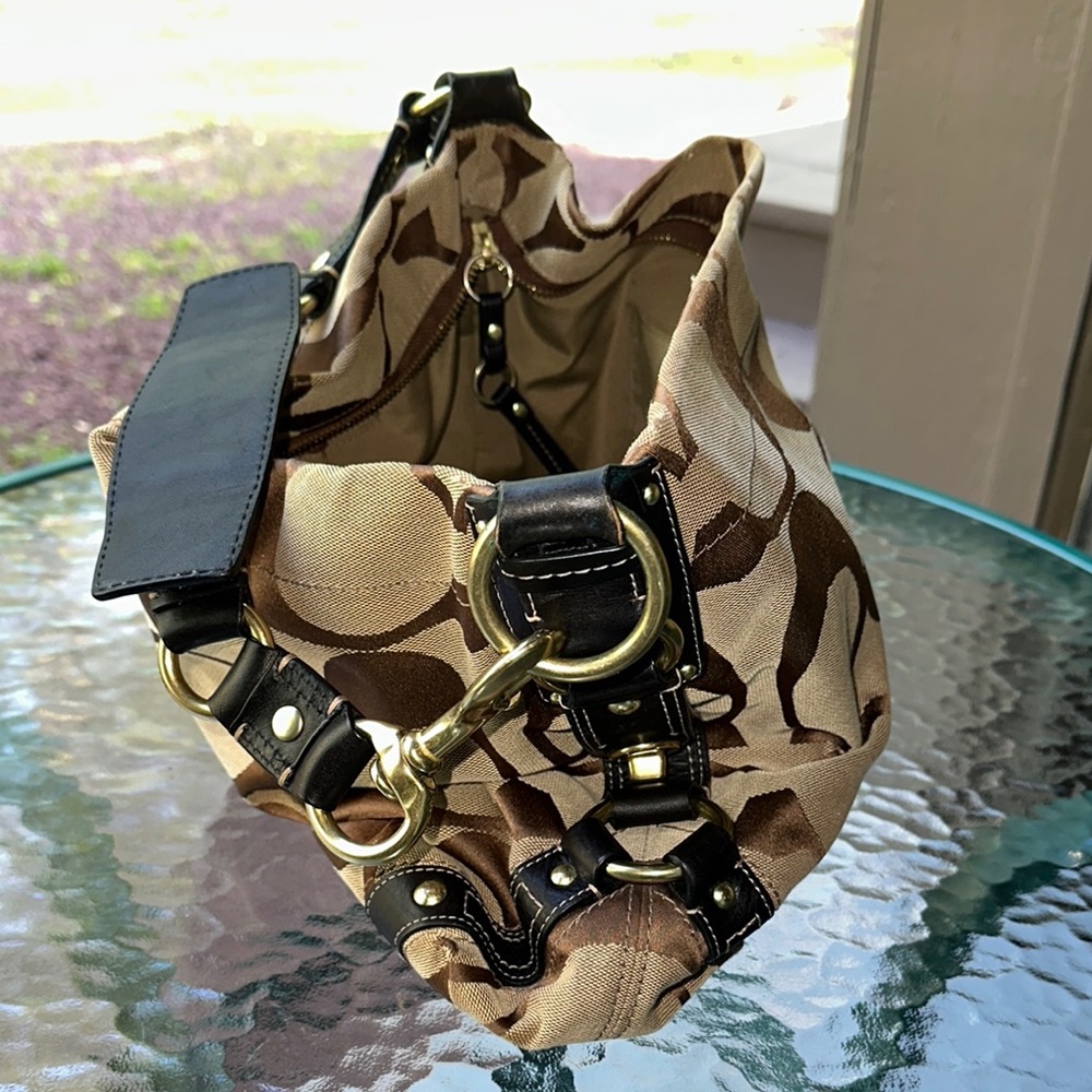 Coach Camouflage Hobo Bag with Black Accents